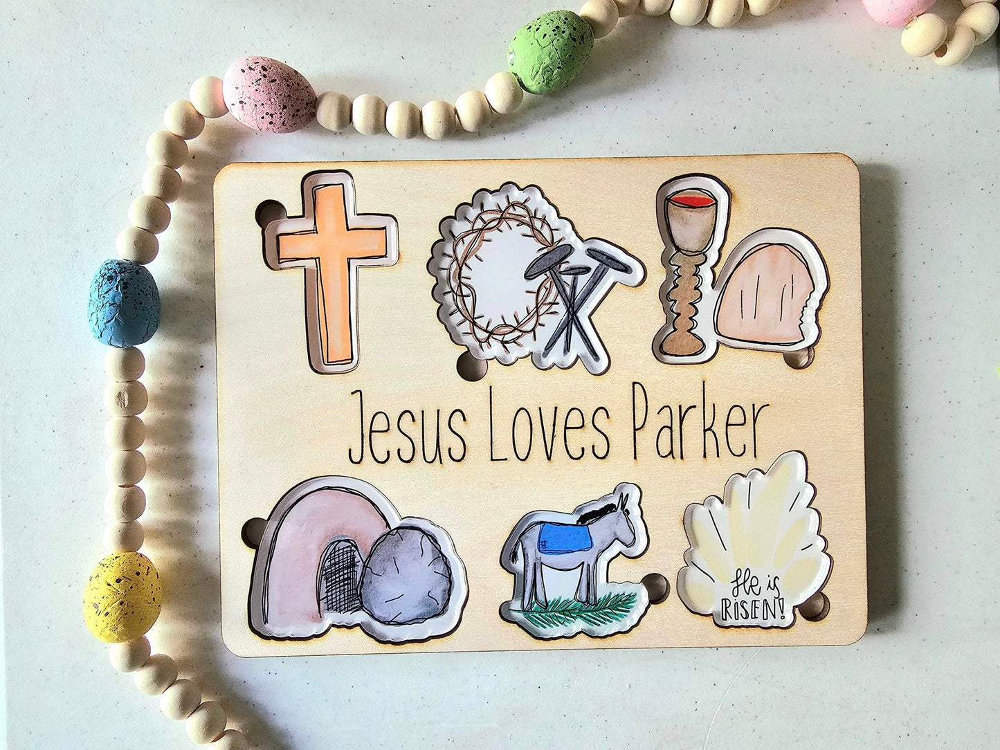 Jesus Loves Me Personalized Wooden Easter Puzzle