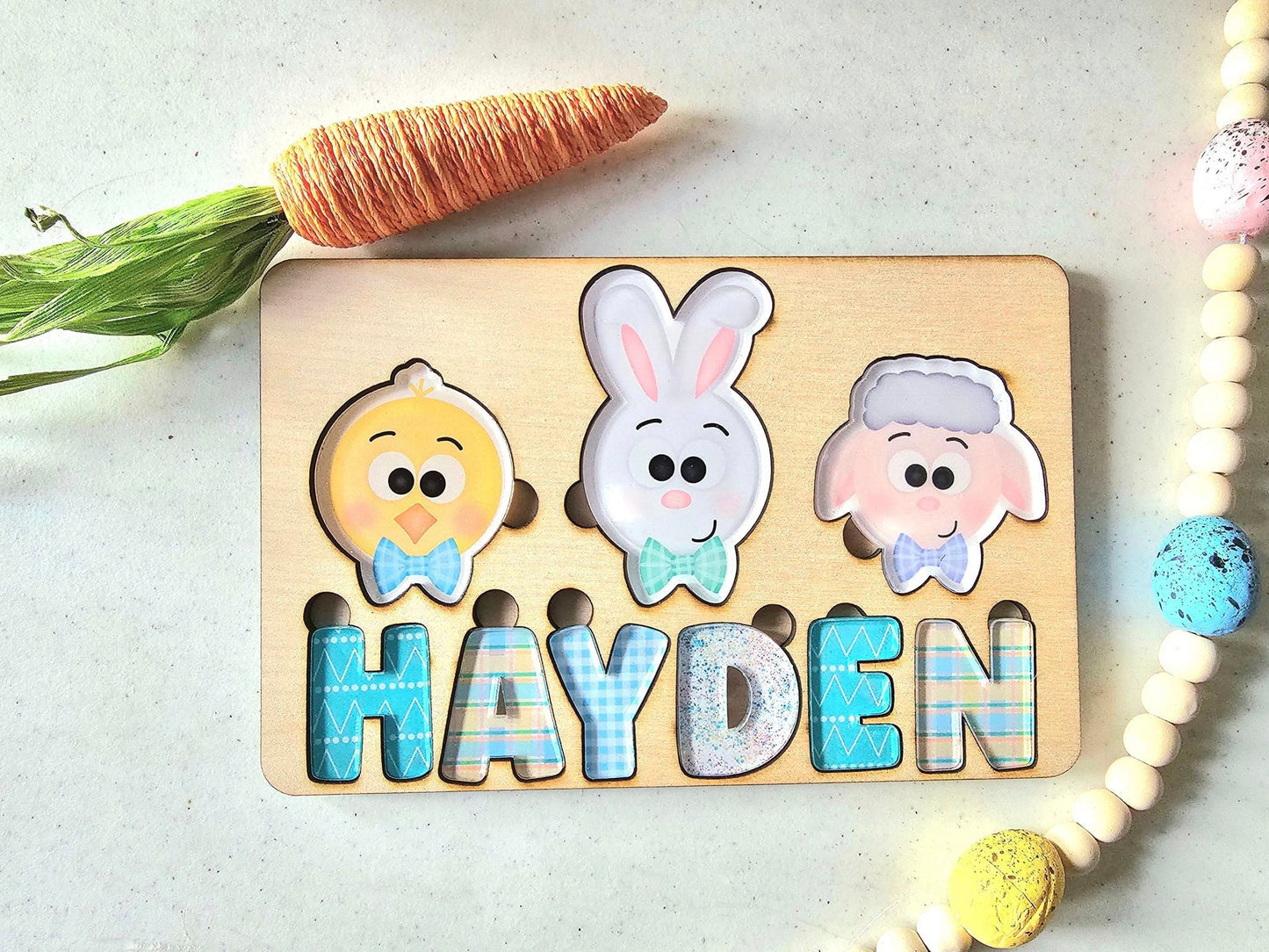 Spring Animals Personalized Wooden Easter Puzzle