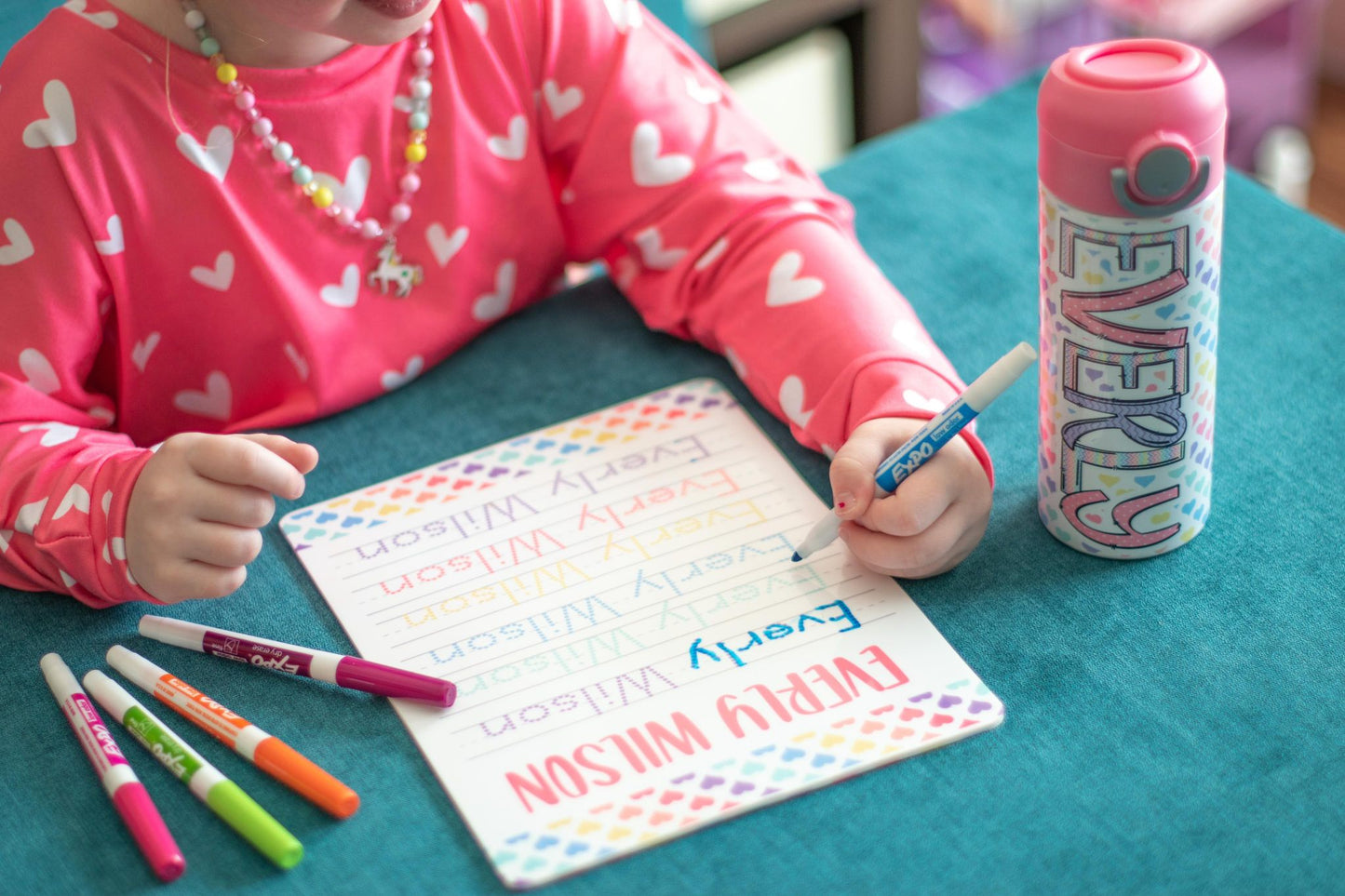 Pastel Rainbow Personalized Tracing Dry Erase Board