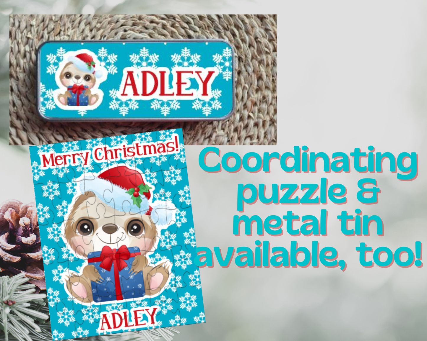 Christmas Sloth Ornament Personalized