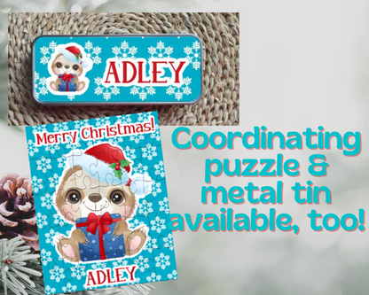Christmas Sloth Ornament Personalized