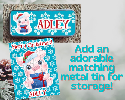 Christmas Pig Personalized Puzzle for Kids