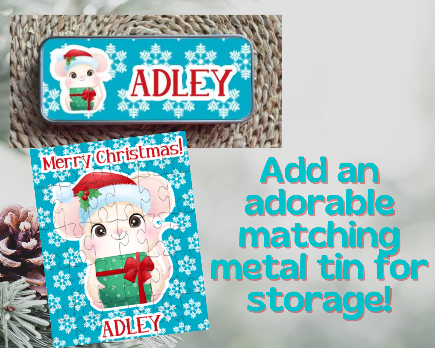 Christmas Mouse Personalized Puzzle for Kids