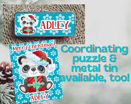 Christmas Panda Bear Ornament Personalized