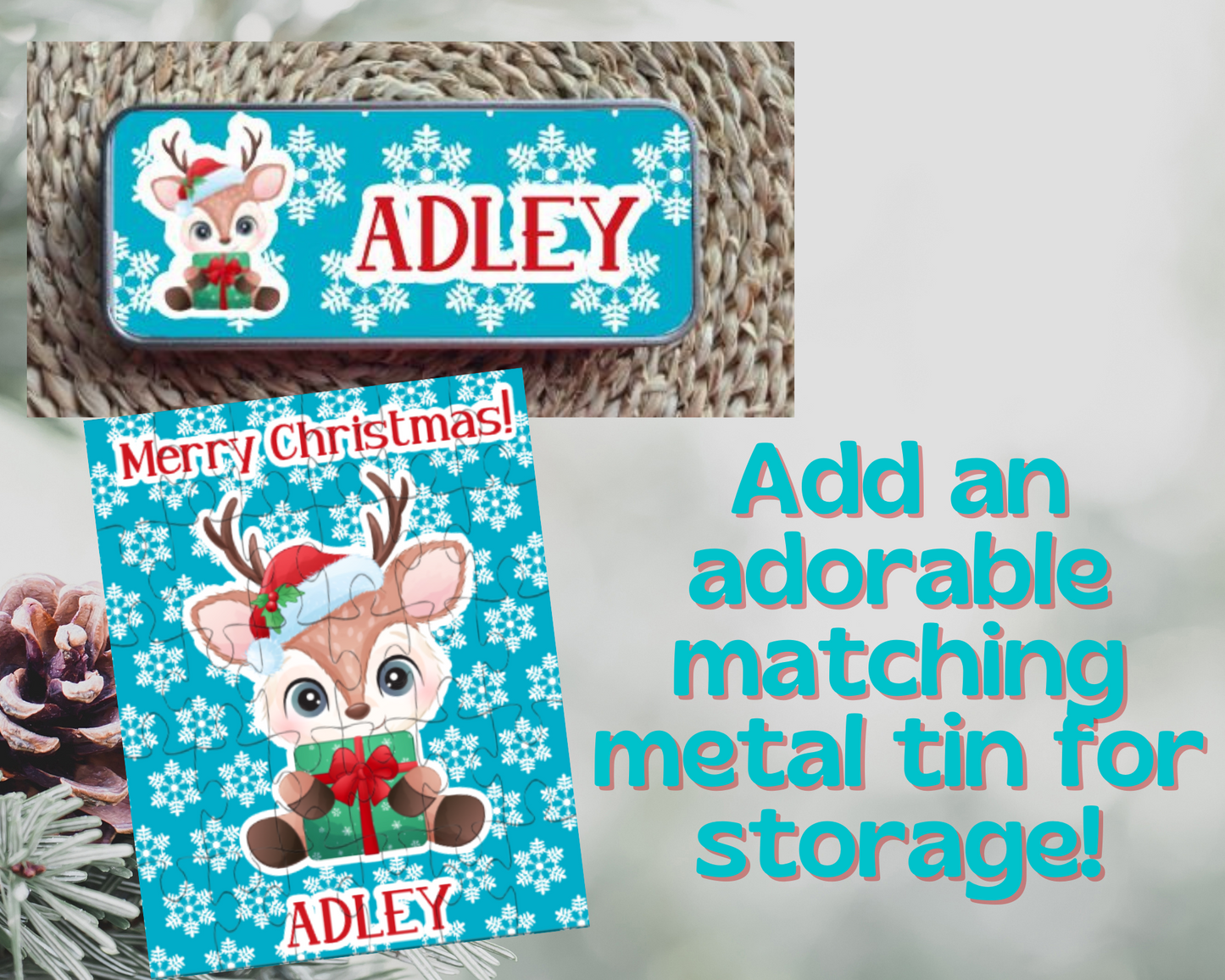 Christmas Reindeer Personalized Puzzle for Kids