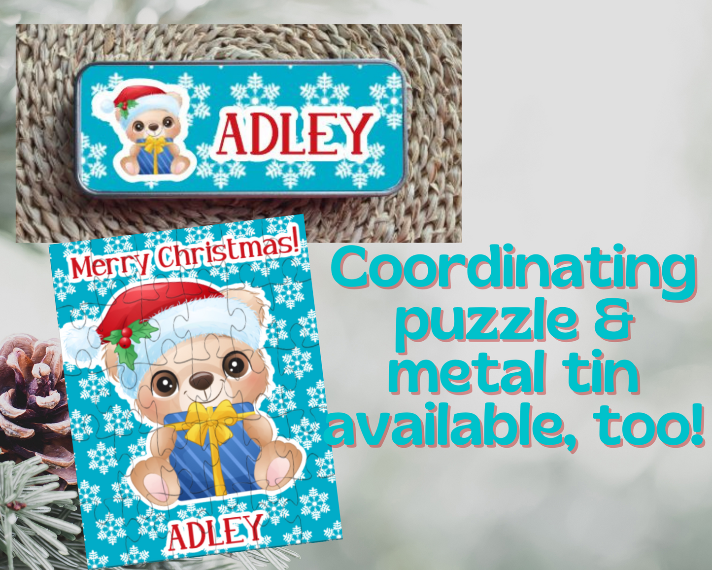 Teddy Bear Christmas Ornament Personalized