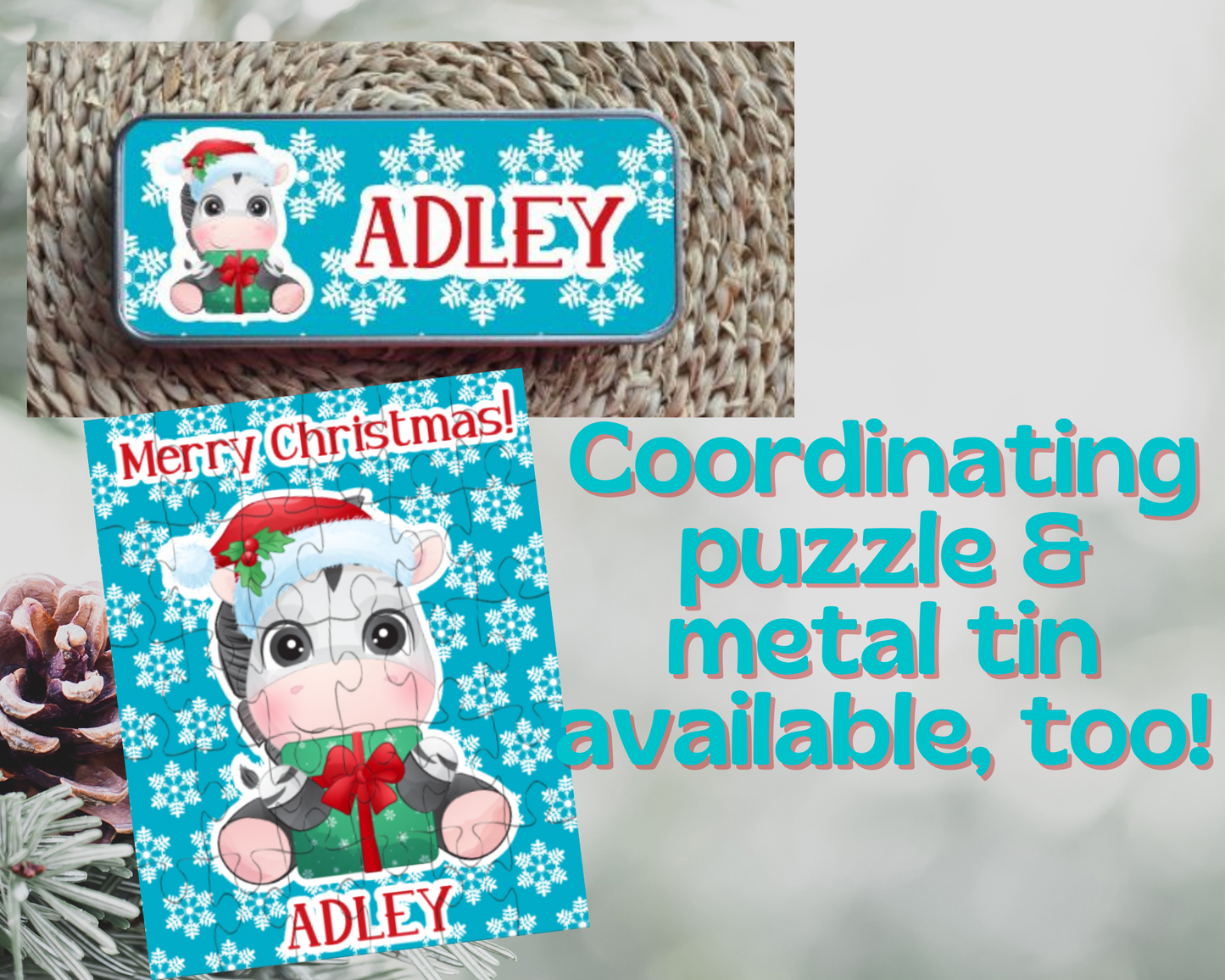 Zebra Christmas Ornament Personalized