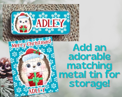 Christmas Hedgehog Personalized Puzzle for Kids