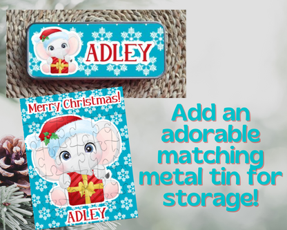 Christmas Elephant Personalized Puzzle for Kids