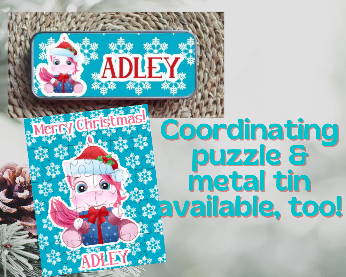 Christmas Unicorn Ornament Personalized