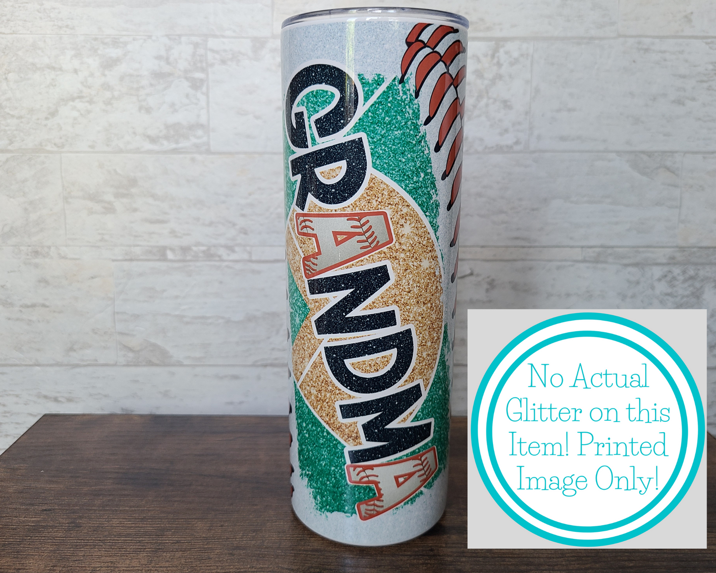 Baseball Grandma Faux Glitter 20 oz Tumbler