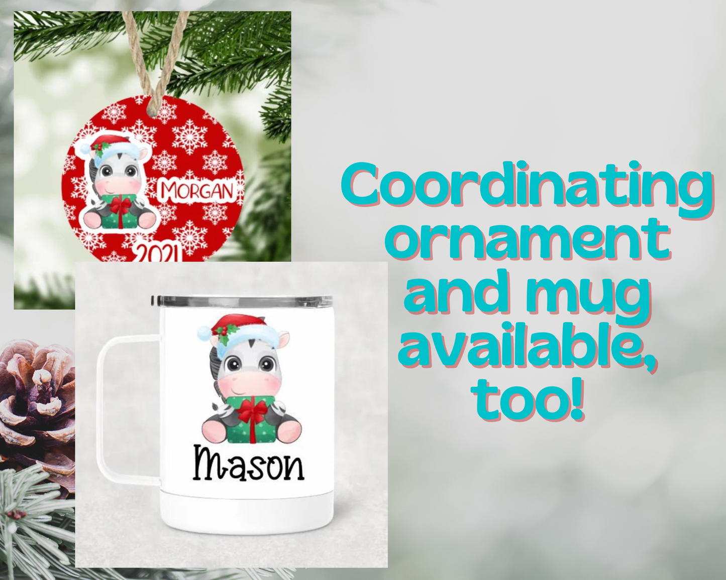 Christmas Zebra Personalized Puzzle for Kids