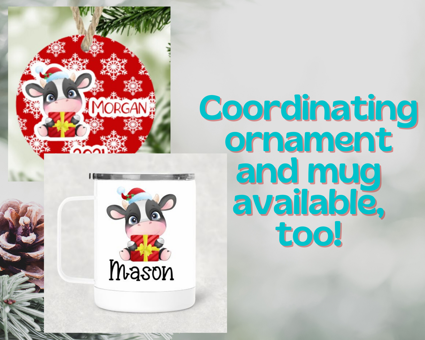 Christmas Cow Personalized Puzzle for Kids
