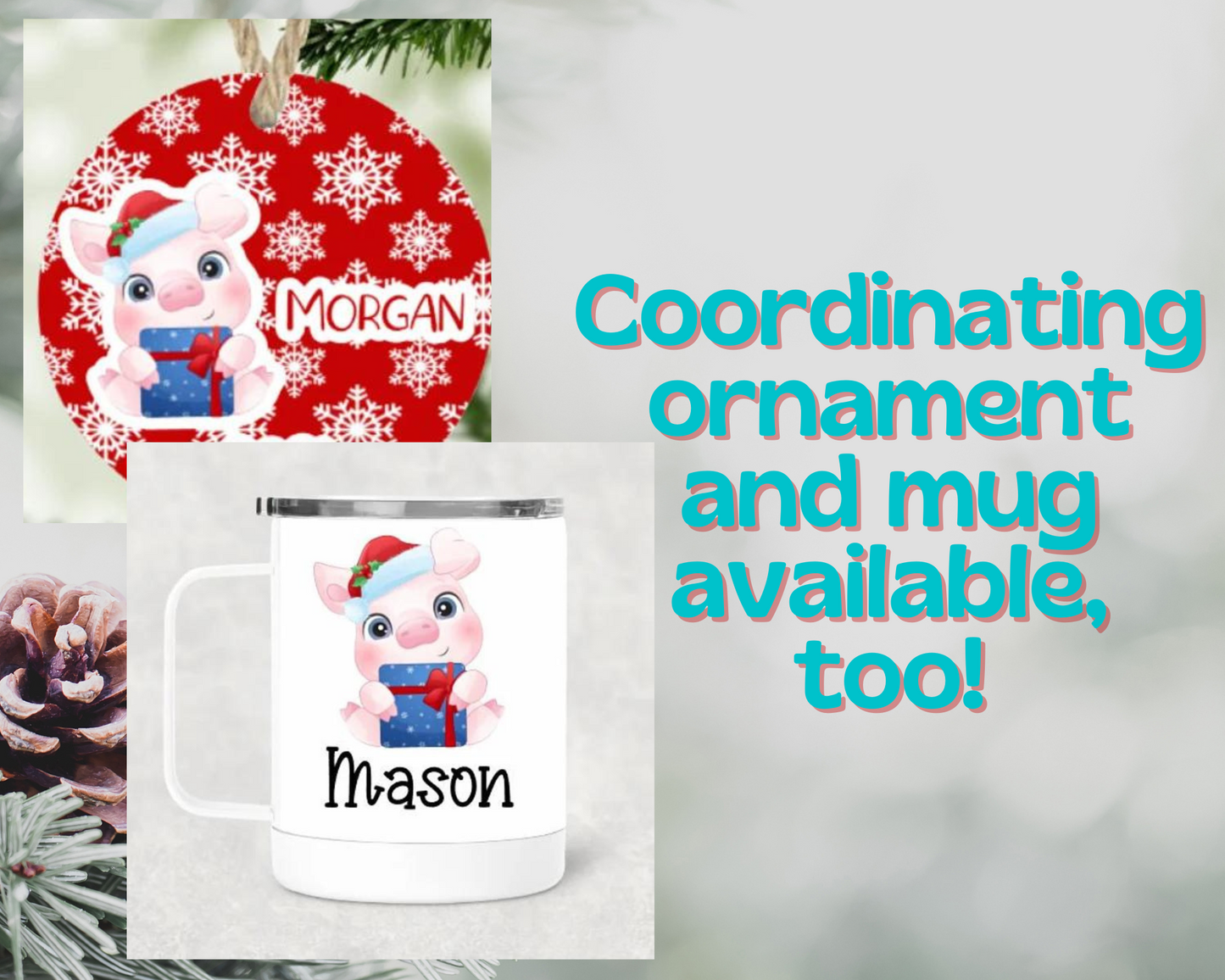 Christmas Pig Personalized Puzzle for Kids