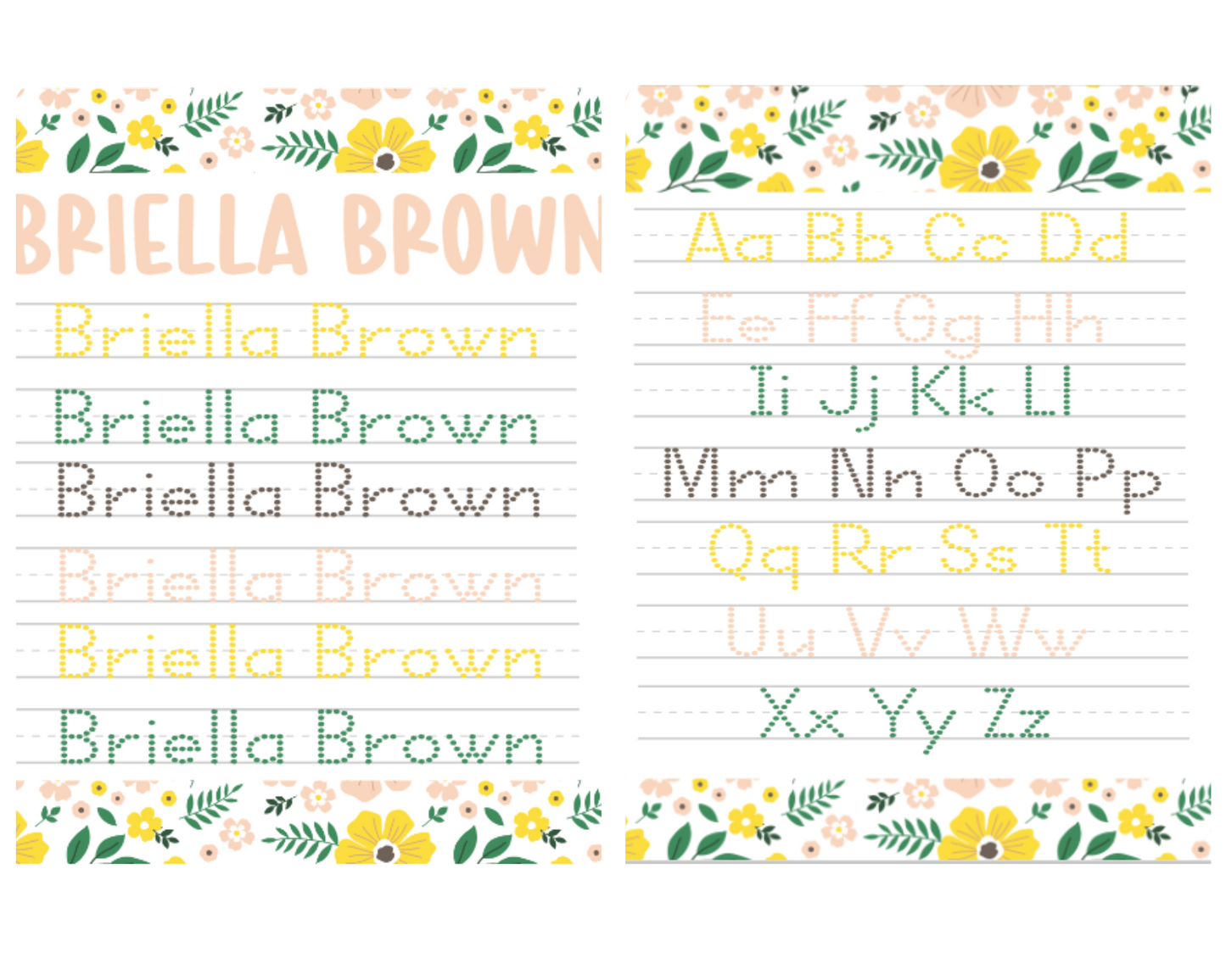 Blush Floral Personalized Tracing Dry Erase Board