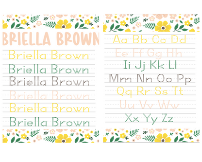Blush Floral Personalized Tracing Dry Erase Board