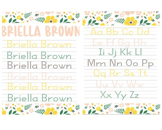 Blush Floral Personalized Tracing Dry Erase Board