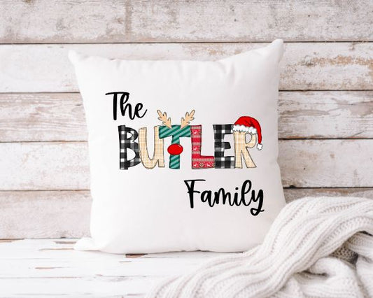 Christmas Family Name Throw Pillow