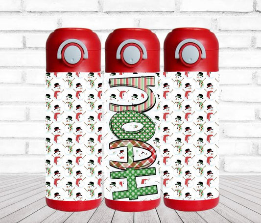 Snowman Flip Top Water Bottle - Personalized