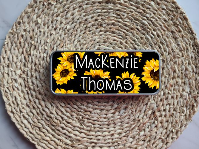Sunflowers Personalized Tin Pencil Case
