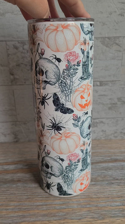 Skulls and Bats Halloween Skinny Tumbler
