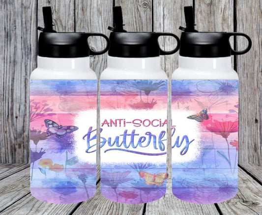 Anti-Social Butterfly 32 oz Water Bottle