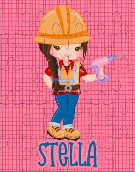 Construction Girl Personalized Puzzle for Kids