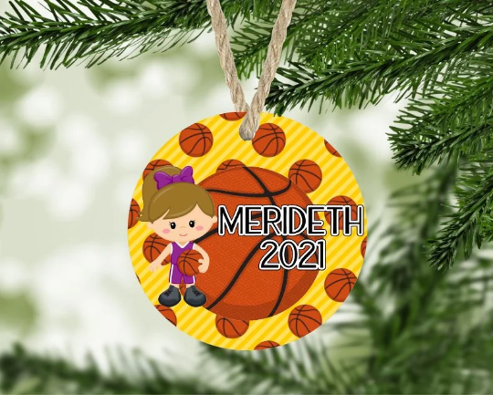 Girl's Basketball Christmas Ornament Personalized