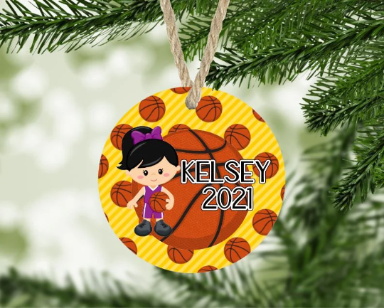 Girl's Basketball Christmas Ornament Personalized