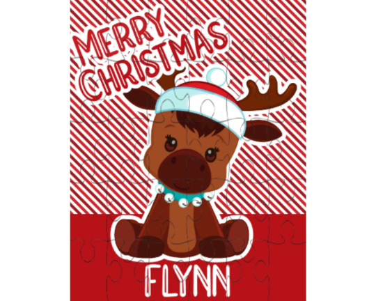 Christmas Reindeer Small Personalized Puzzle
