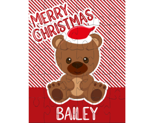 Christmas Bear Small Personalized Puzzle