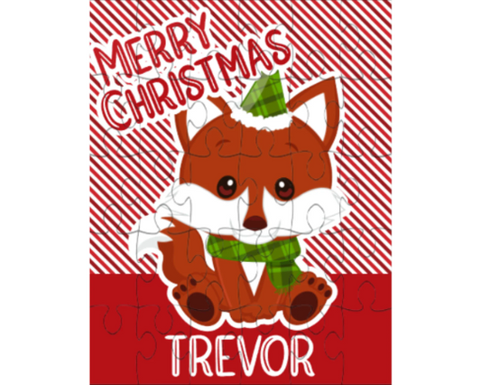 Christmas Fox Small Personalized Puzzle