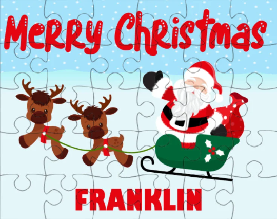Christmas Santa Claus Sleigh Small Personalized Puzzle