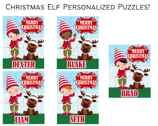 Christmas Boy Elf Small Personalized Puzzle