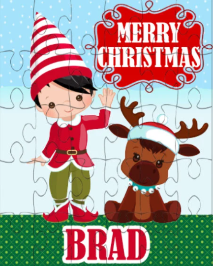 Christmas Boy Elf Small Personalized Puzzle