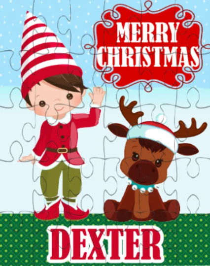 Christmas Boy Elf Small Personalized Puzzle