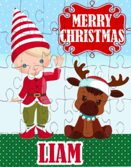 Christmas Boy Elf Small Personalized Puzzle