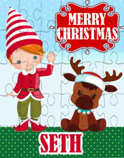 Christmas Boy Elf Small Personalized Puzzle