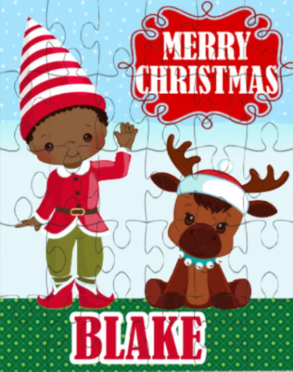 Christmas Boy Elf Small Personalized Puzzle