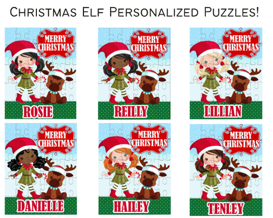 Christmas Girl Elf Small Personalized Puzzle