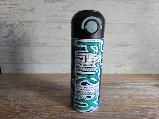 Personalized Garbage Trucks Water Bottle - 12 oz Flip Top Water Bottle with Straw
