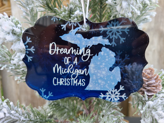 Dreaming of a Michigan Christmas Ornament