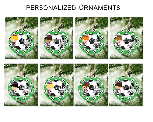 Girl's Soccer Christmas Ornament Personalized