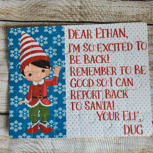 Elf Welcome Back Puzzle Personalized