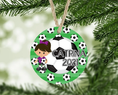 Girl's Soccer Christmas Ornament Personalized