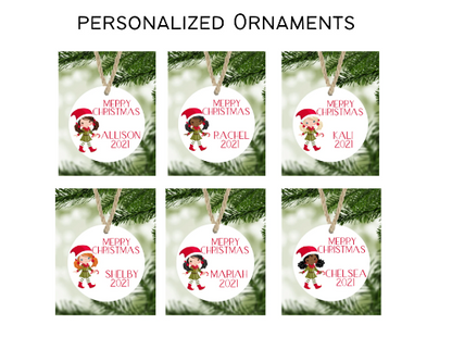 Girl's Christmas Elf Ornament Personalized