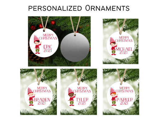 Christmas Elf Ornament Personalized