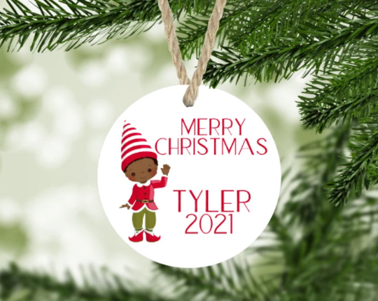 Christmas Elf Ornament Personalized