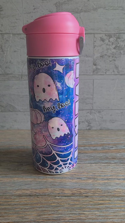 Tie Dye Ghosts Flip Top Water Bottle - Personalized