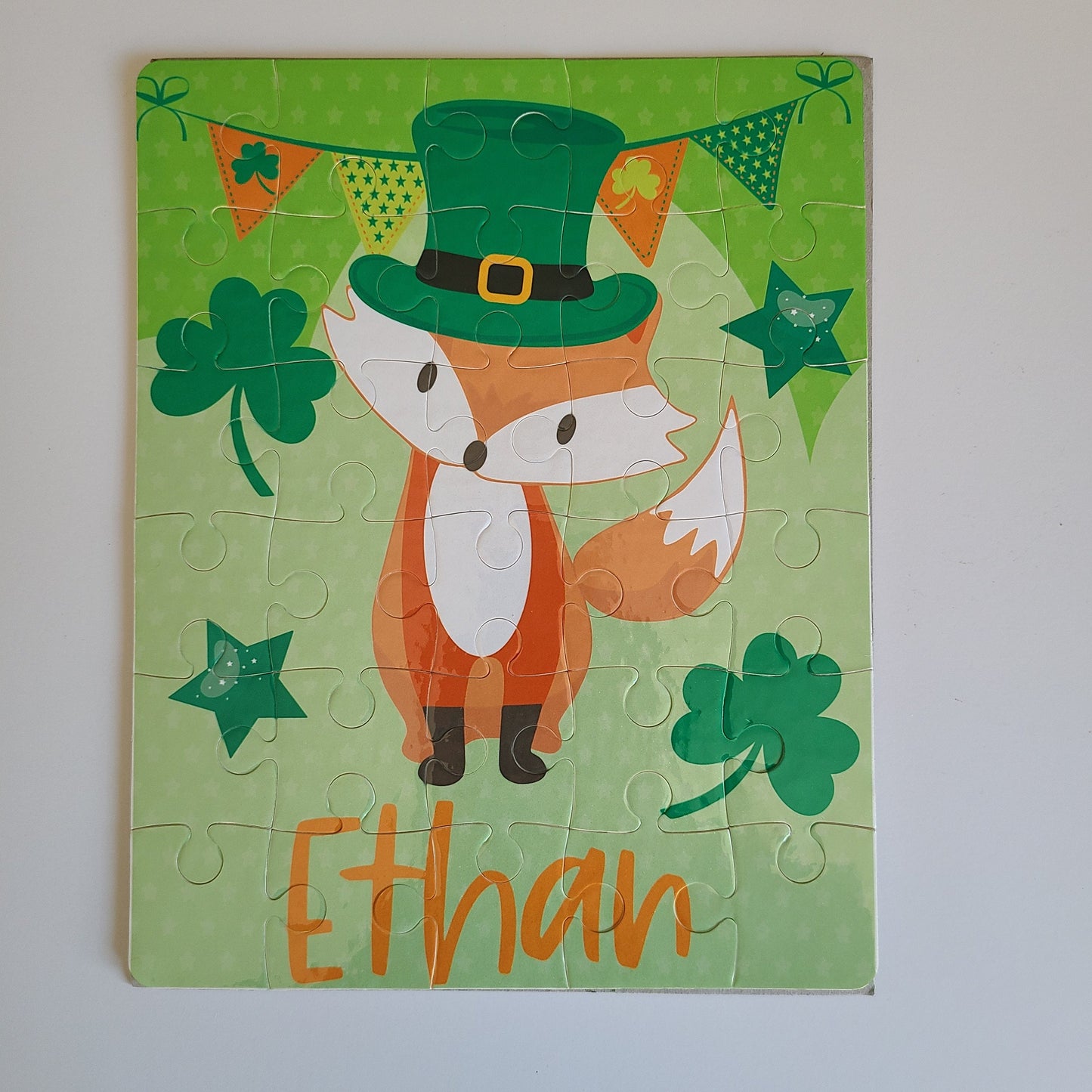 St. Patrick's Day Personalized Fox Puzzle for Kids